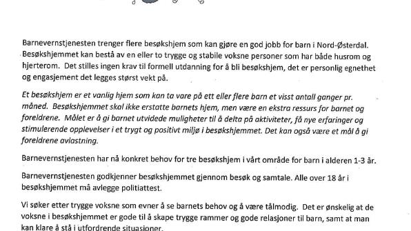 Lenke til artikkel: Vil du bli besøkshjem? 